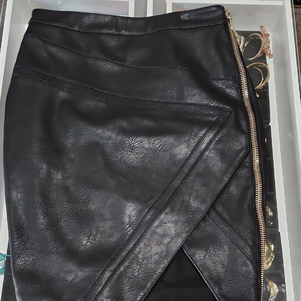 House of CB Black Asymmetrical Wrap Midi Skirt
